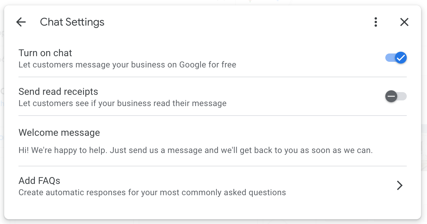 Google Message chat settings