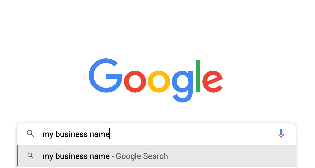 Google search with "my business name" in search field